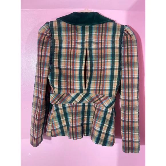 Vintage Women's Fashion Scene Plaid Blazer Jacket Size S Green - Picture 4 of 13